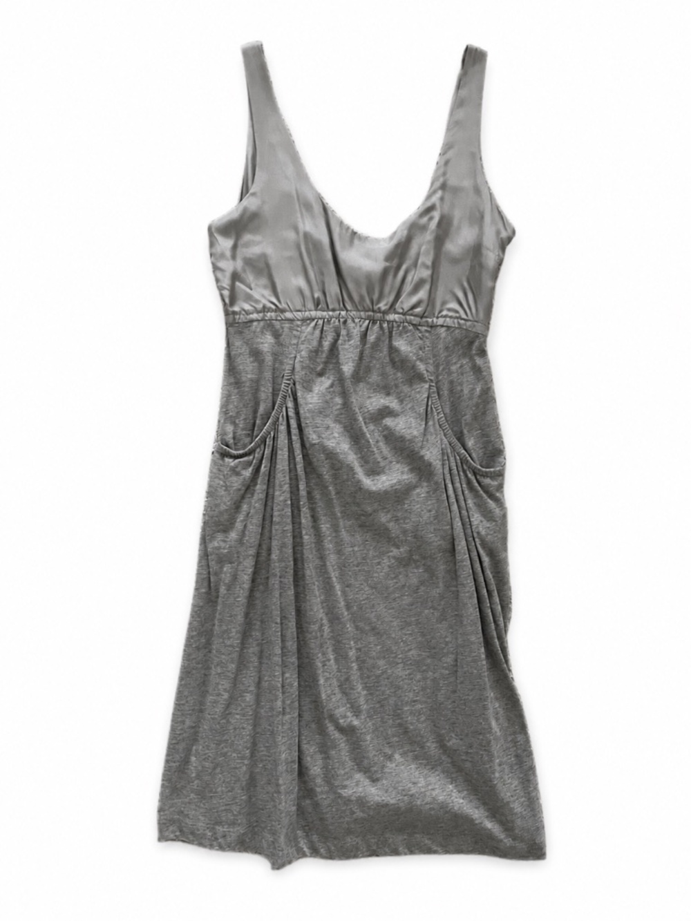 Share Theory Gray Jersey Knit Cotton Silk Tank Sundress Dress Size 2